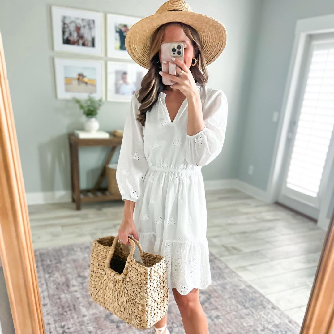 Women's Bishop 3/4 Sleeve Eyelet A-Line Dress - Knox Rose™ | Target