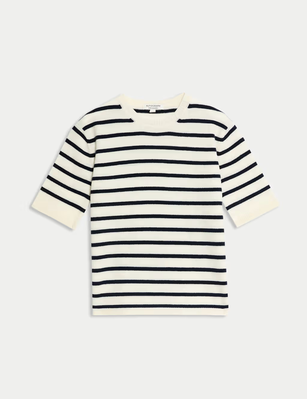 Pure Cashmere Striped Crew Neck Knitted Top | Marks & Spencer (UK)