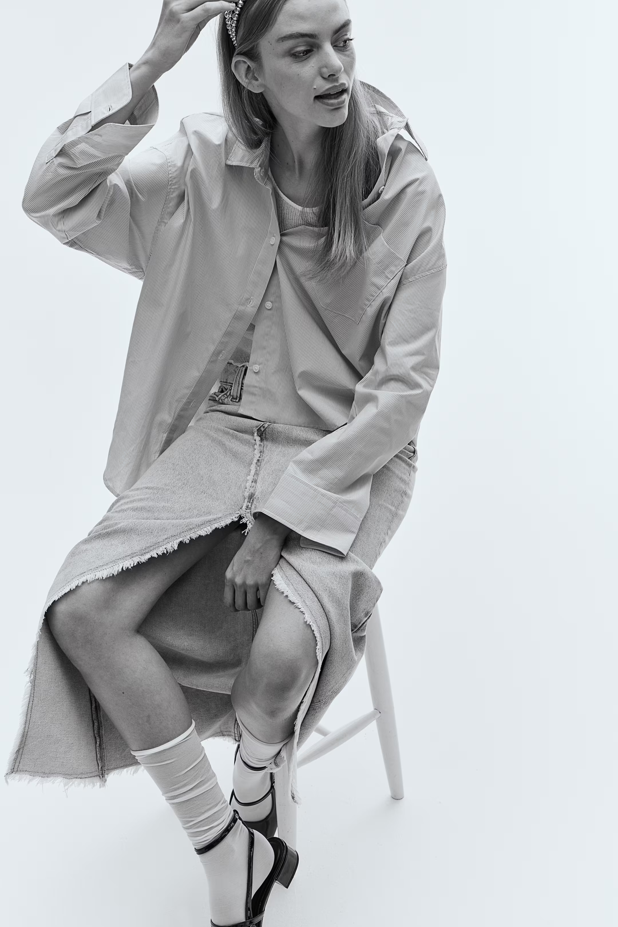 Frayed-edge Denim Skirt | H&M (US + CA)