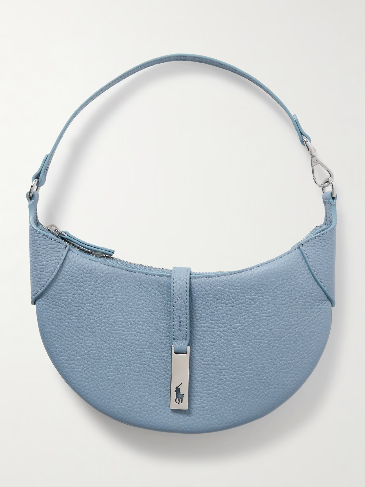 Polo Ralph Lauren - Polo Id Embellished Textured-leather Shoulder Bag - Light blue - One size | NET-A-PORTER APAC