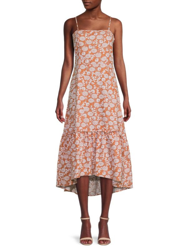 Ruffle Linen Blend Midi Dress | Saks Fifth Avenue OFF 5TH