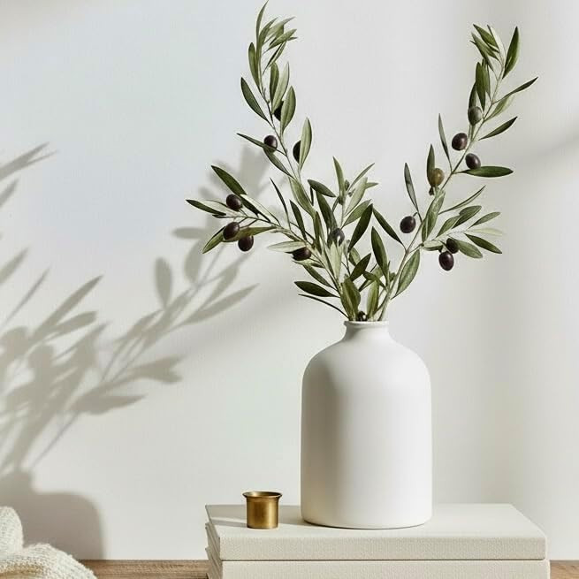 Amazon.com: White Ceramic Vase - 7 Inch Tall - Large, Minimalist Modern Home Decor, Decorative Ob... | Amazon (US)