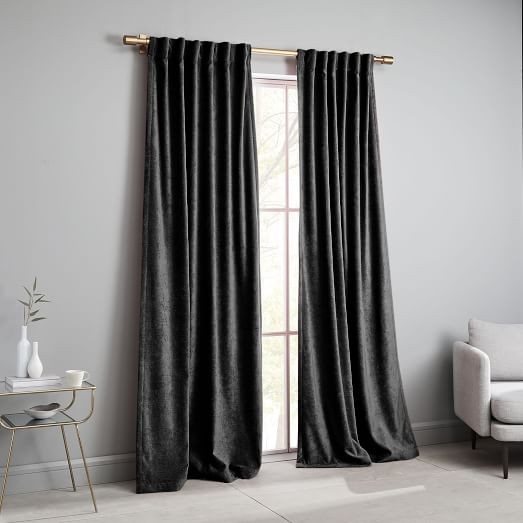 Worn Velvet Curtain - Metal | West Elm (US)