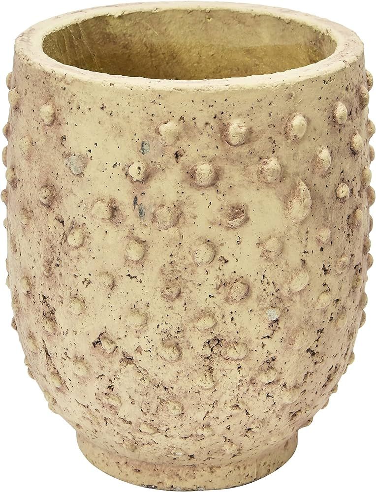 Creative Co-Op Sandstone Hobnail, Distressed Finish Planter Pot, 8" L x 8" W x 9" H, Beige | Amazon (US)