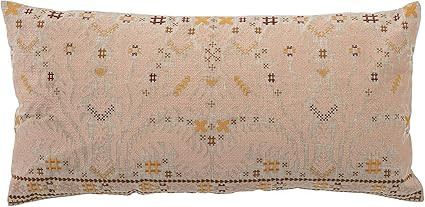 Creative Co-op Lumbar Multi Color Embroidered Cotton Pillow | Amazon (US)