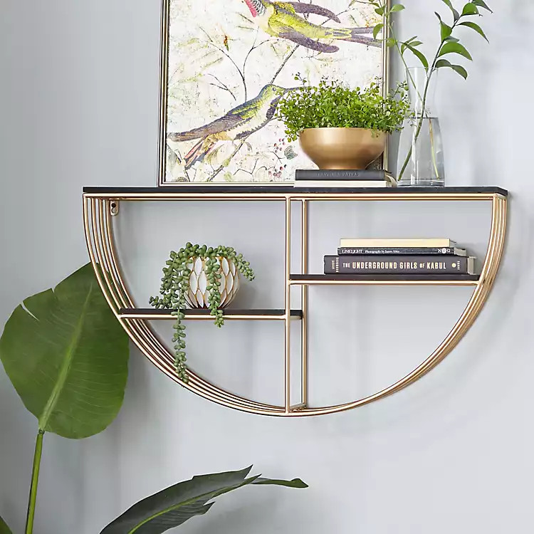 Golden Half Moon Wall Shelves | Kirkland's Home