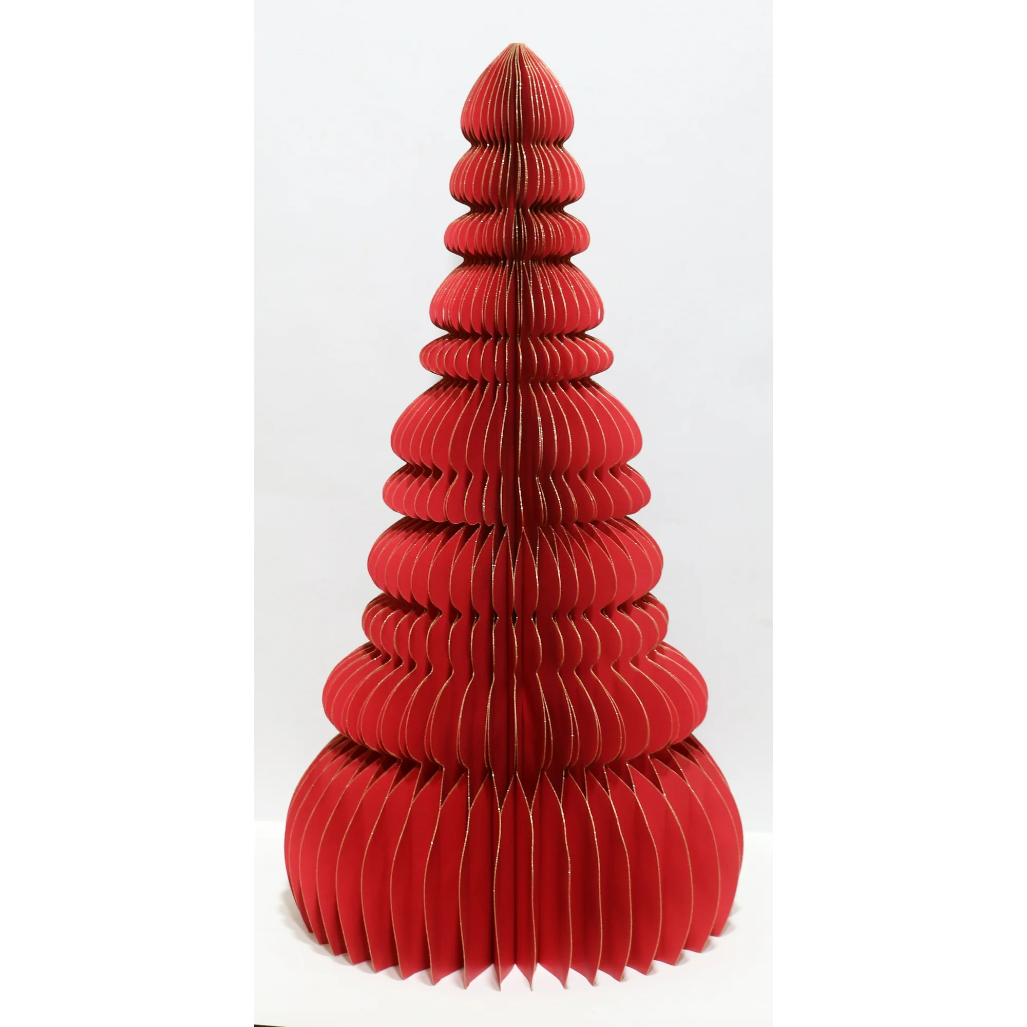 Honeycomb Paper Tree Christmas Decoration, Red, 35", by Holiday Time | Walmart (US)