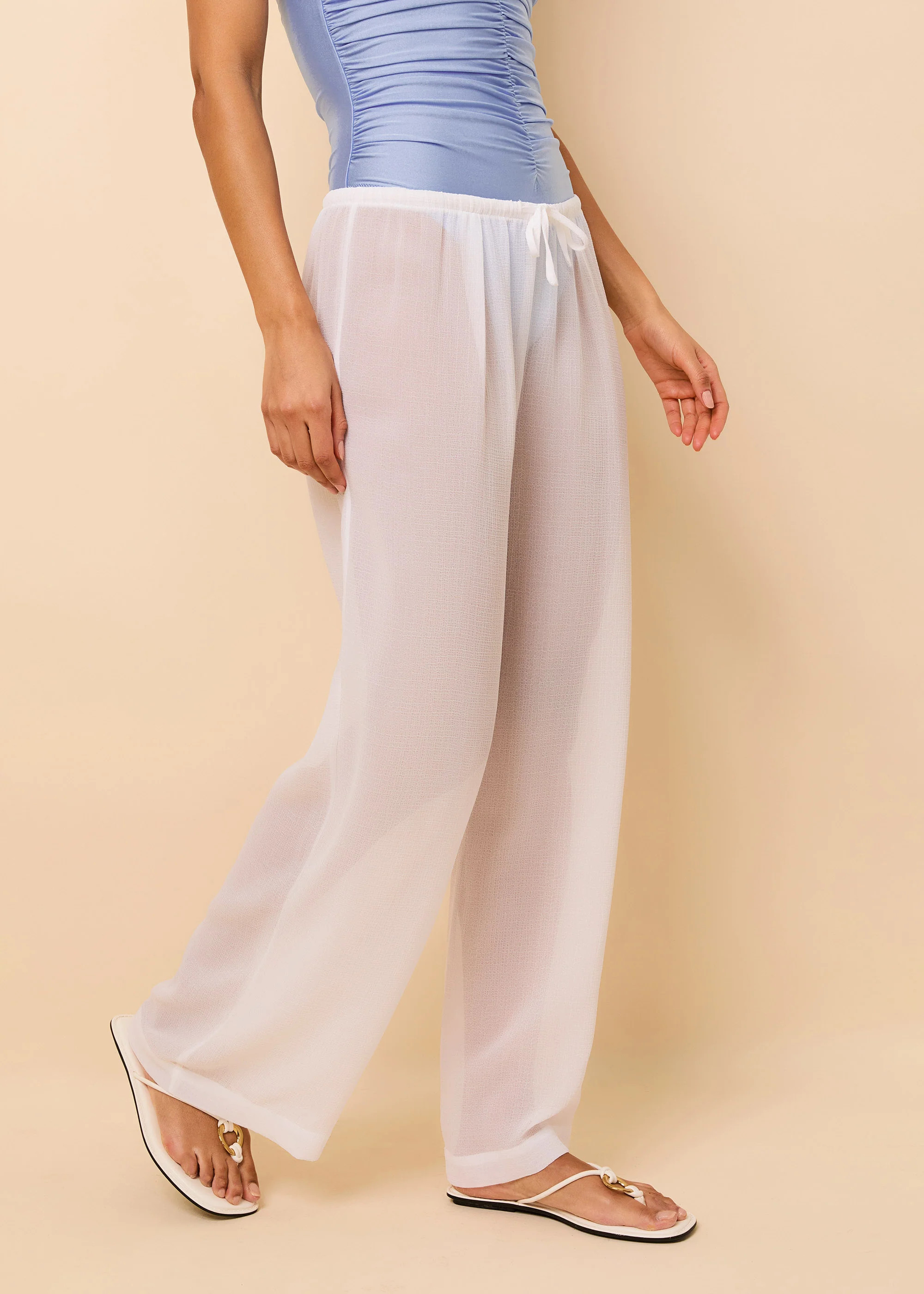Ashling Pant Crinkle Sheer Optic White | Solid & Striped