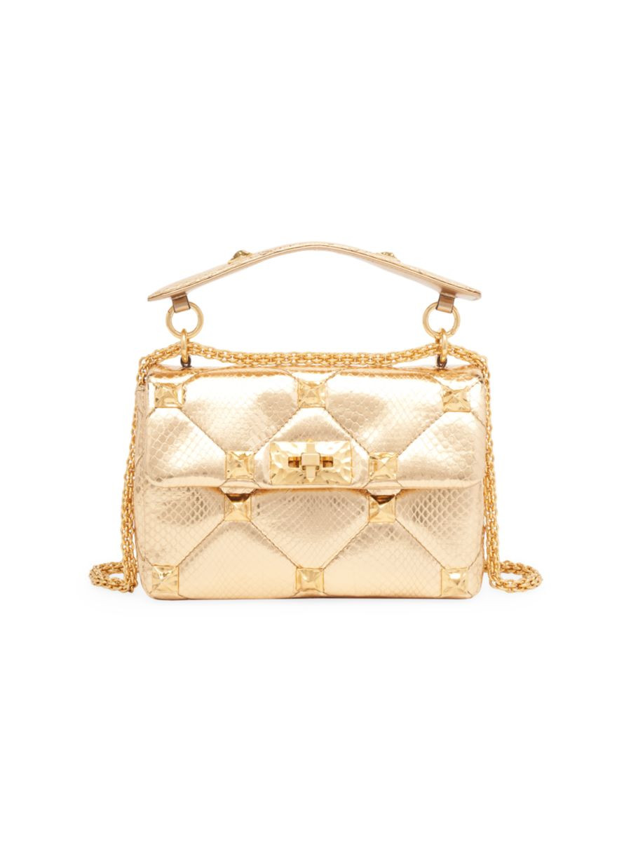 Valentino Garavani Roman Stud Quilted Metallic Leather Shoulder Bag | Saks Fifth Avenue