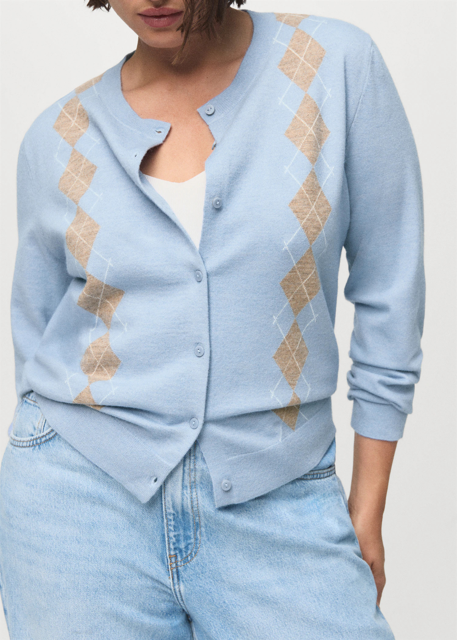 Knitted cardigan with diamonds - Women | MANGO USA | Mango (US/MX/AU)