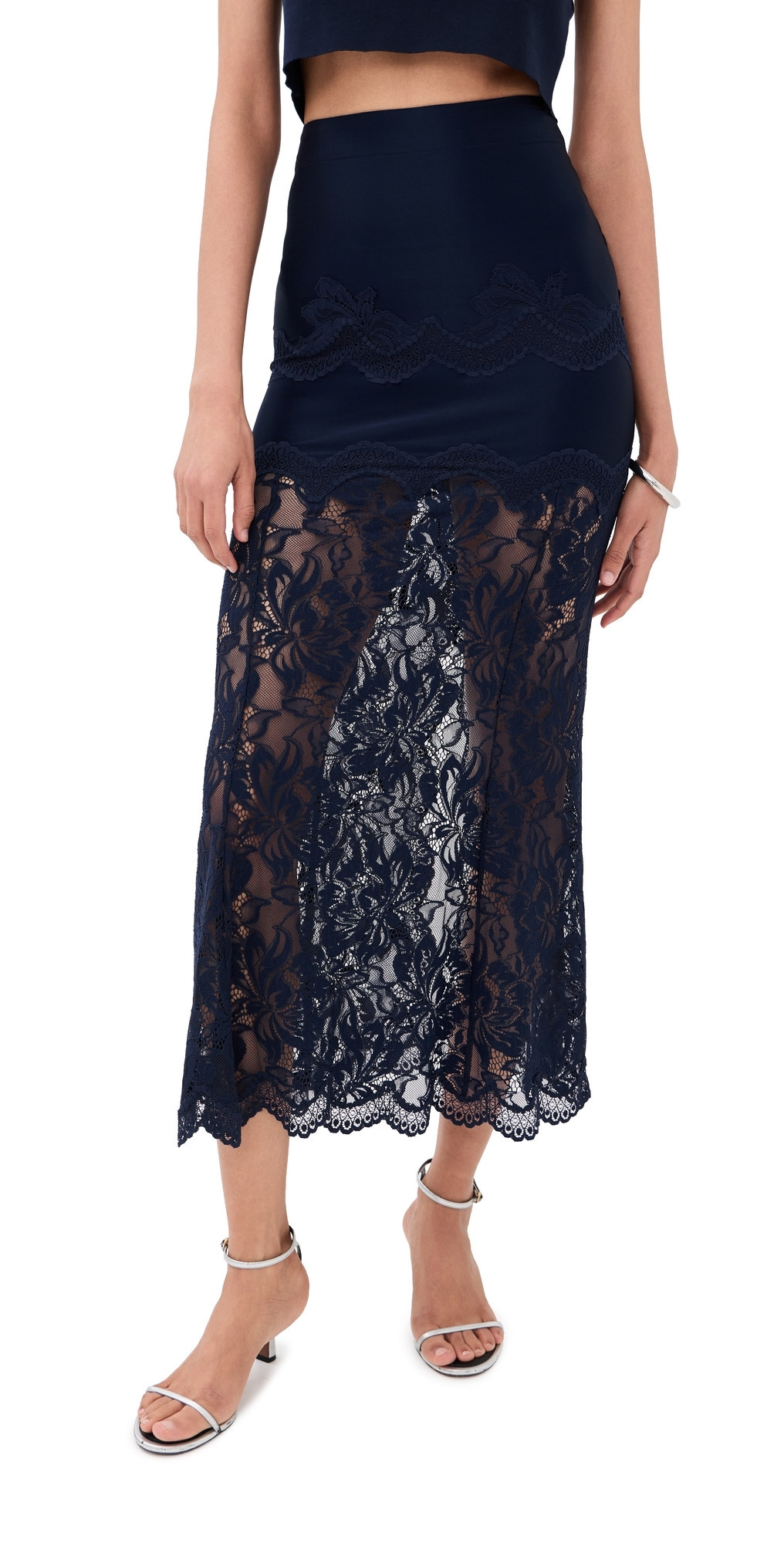 rabanne Floral Combo Skirt Deep Navy 34 | Shopbop