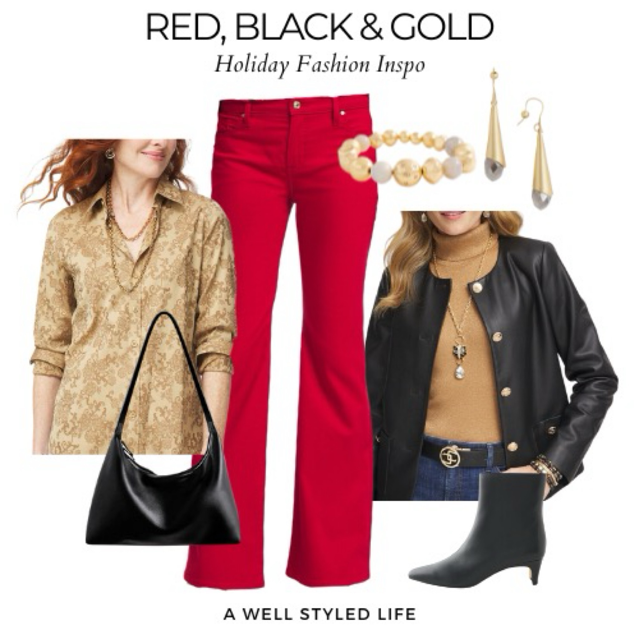 Holiday Outfit Inspiration

All items from Chico's, handbag from Amazon.

Fashionover50 #LTKOver50Style #holidayfashion #holidayoutfit #holidaydressing #chicos #amazon #amazonfashion #sparklyoutfit #holidayparty #holidaypartyoutfit #fauxleather #red #redpants #popofred #budgetfashion

#LTKSeasonal #LTKOver40 #LTKStyleTip