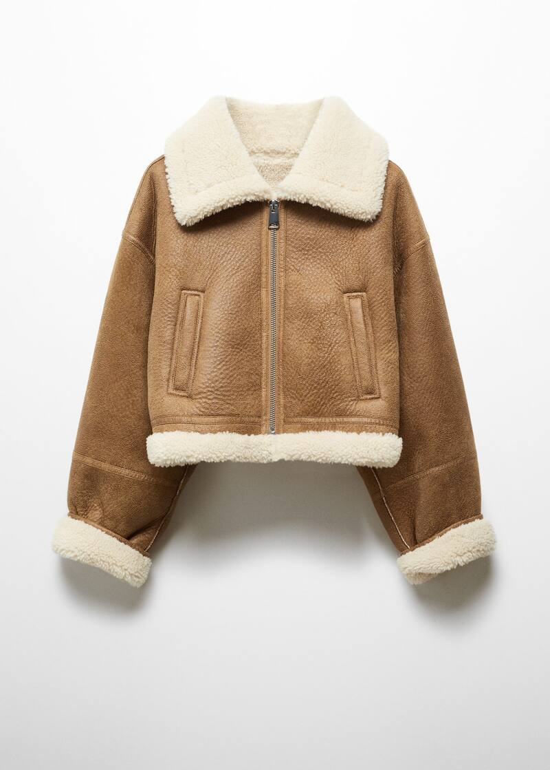 Shearling-lined leather-effect jacket -  Women | Mango USA | MANGO (US)