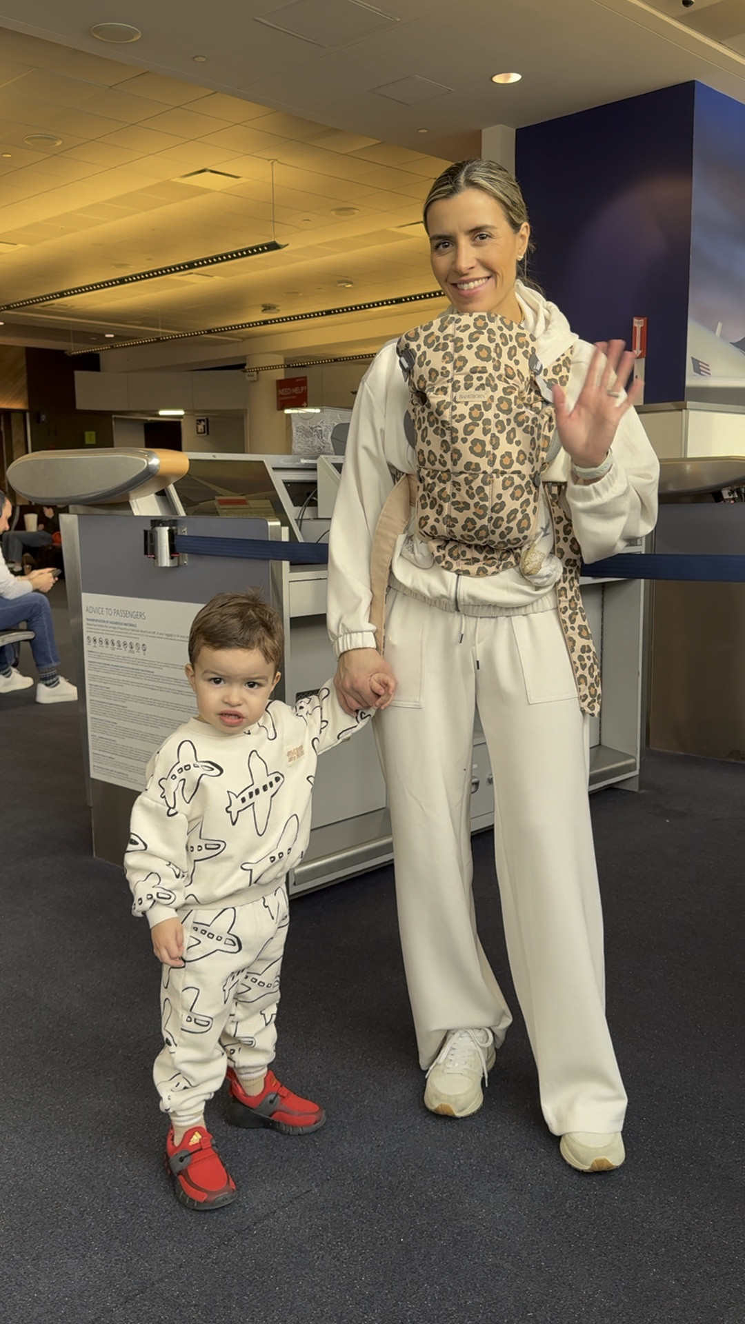 Travel outfit 
Size small pants (run long)
Size medium sweatshirt (sized up once, but runs true to size) 

#LTKTravel #LTKFindsUnder100 #LTKFindsUnder50