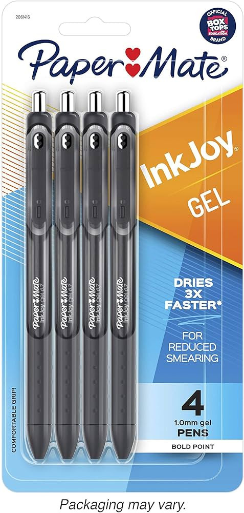 Paper Mate Ink Joy Retractable Gel Pen, Bold Point (1.0mm), Black (2061416), Pack of 4 | Amazon (US)