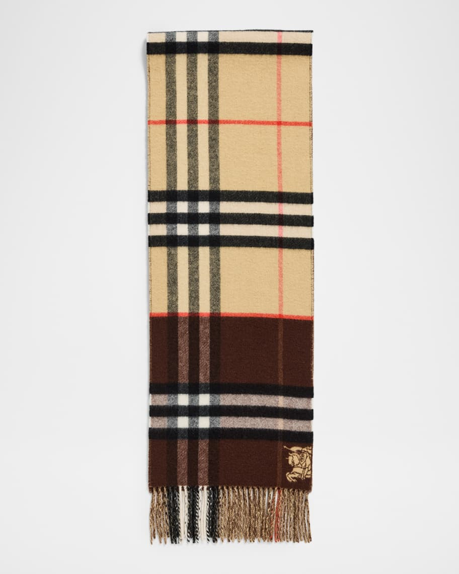 Contrast Check Cashmere Scarf | Neiman Marcus