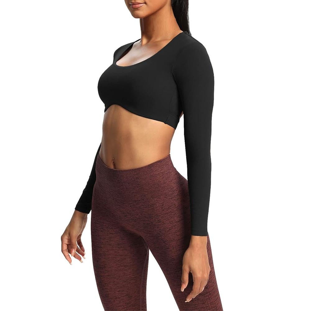 Aoxjox Long Sleeve Crop Tops for Women Define Sculpt Workout Cropped T Shirt Top | Amazon (US)