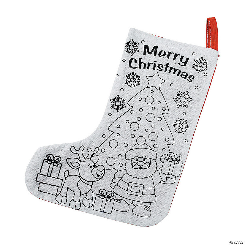 9 3/4" x 7 3/4" Color Your Own Polyester Christmas Stockings - 12 Pc. | Oriental Trading Company