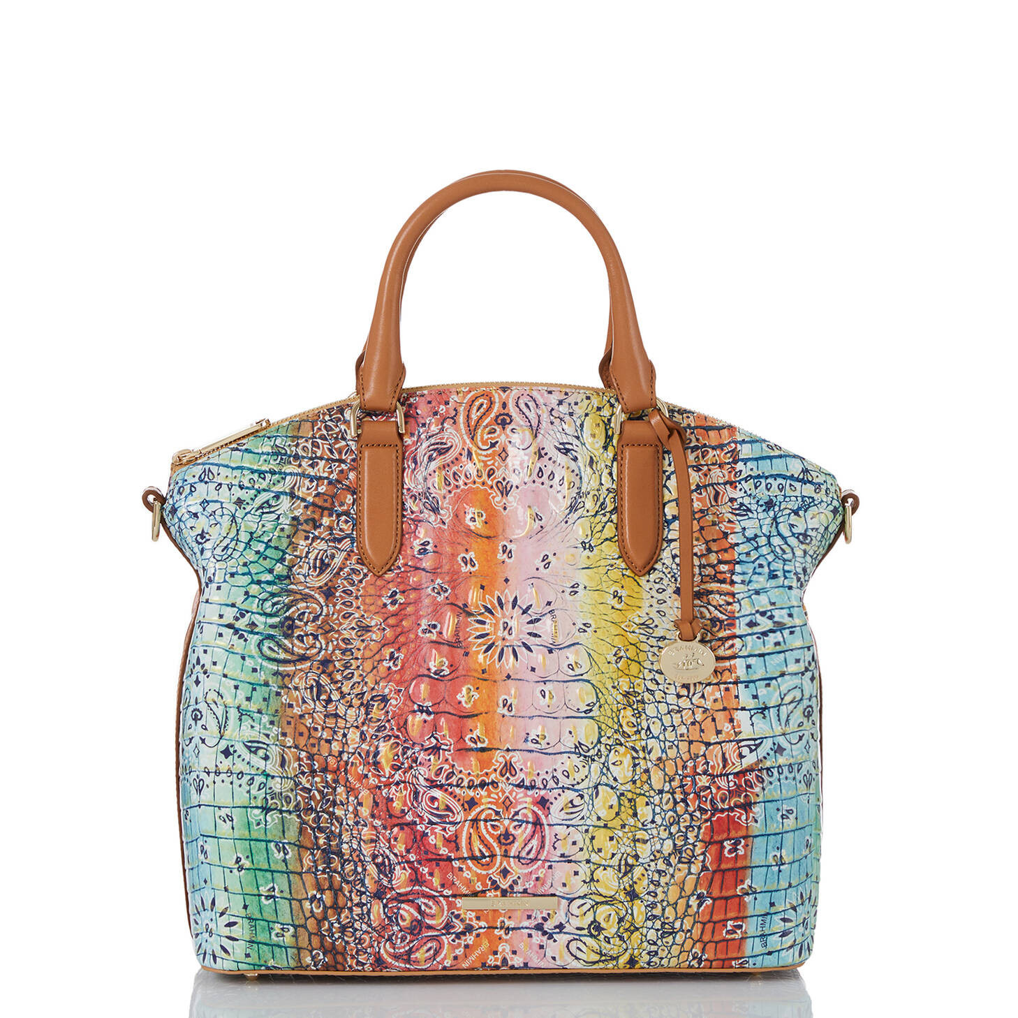 Large Duxbury Leather Satchel | Multi Bandana | BRAHMIN | Brahmin