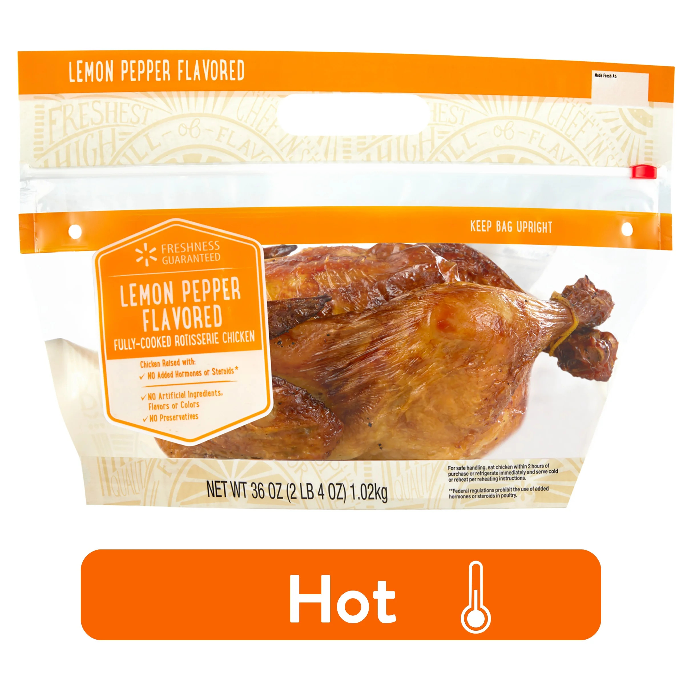 Freshness Guaranteed Lemon Pepper Rotisserie, Whole, 36 oz, 19g of Protein per 3oz serving (Hot) | Walmart (US)
