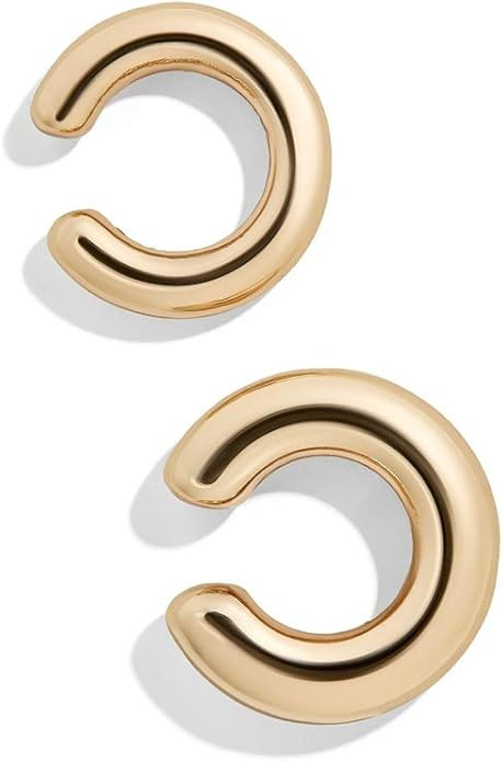 14K Gold Plated Cubic Zirconia Sparkling Round Huggie Ear Cuff Gold Earrings for Women | Clip On ... | Amazon (US)