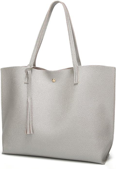Dreubea Women's Soft Faux Leather Tote Shoulder Bag from, Big Capacity Tassel Handbag | Amazon (US)