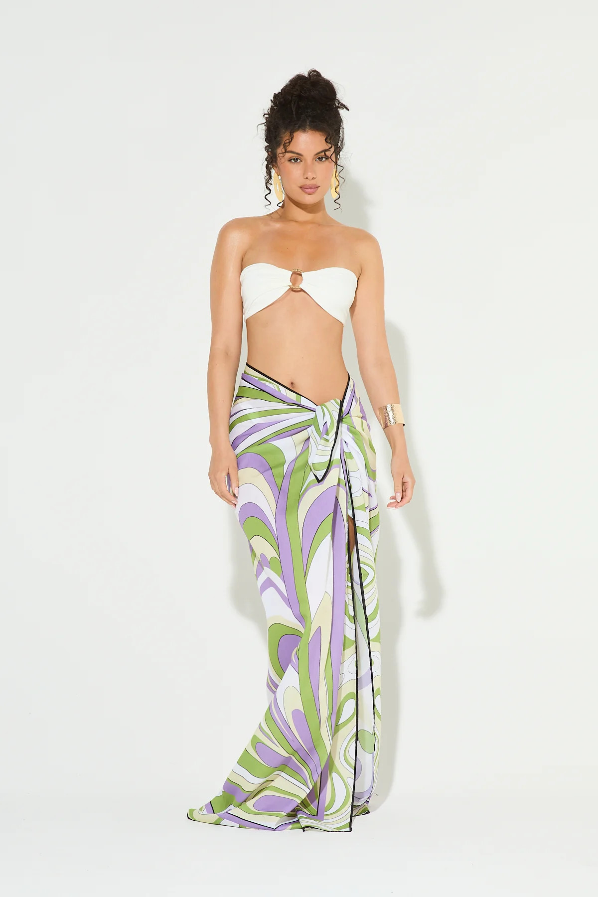 DAKOTA Lilac & Green Printed Sarong | Noughts and Kisses