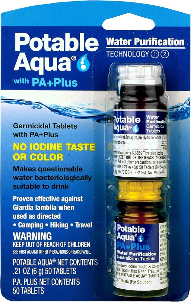 Potable Aqua Water Purification Tablets with PA Plus, Portable and Effective Water Purification S... | Amazon (US)
