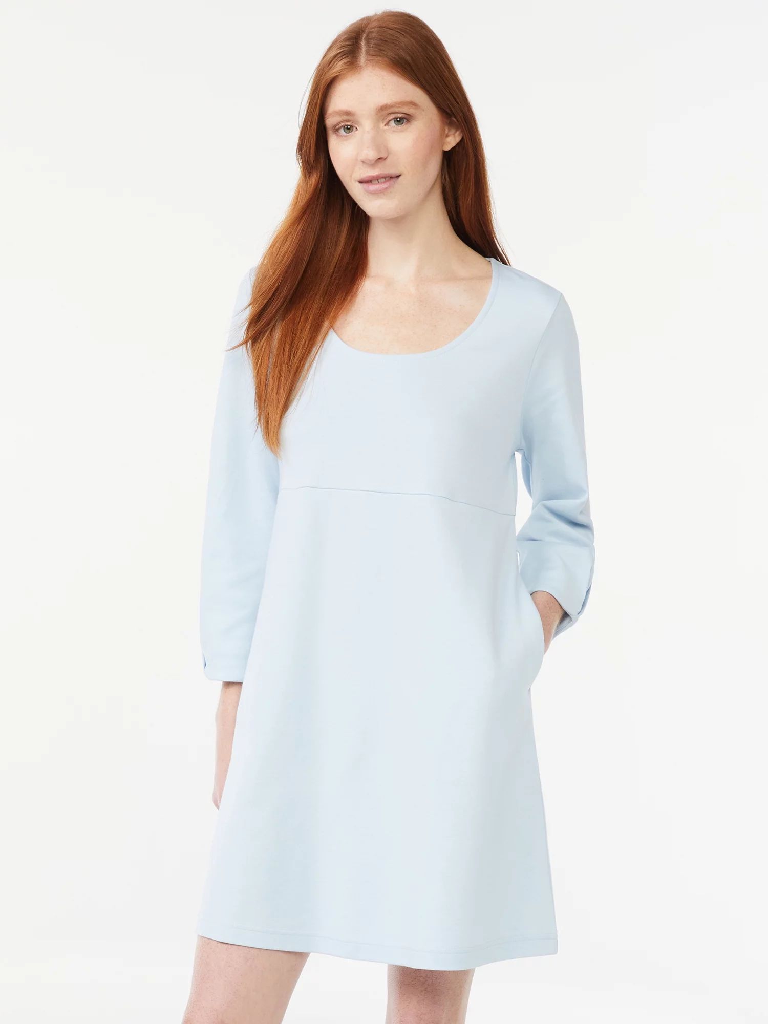 Free Assembly Women's Pleated U Neck Mini Dress | Walmart (US)