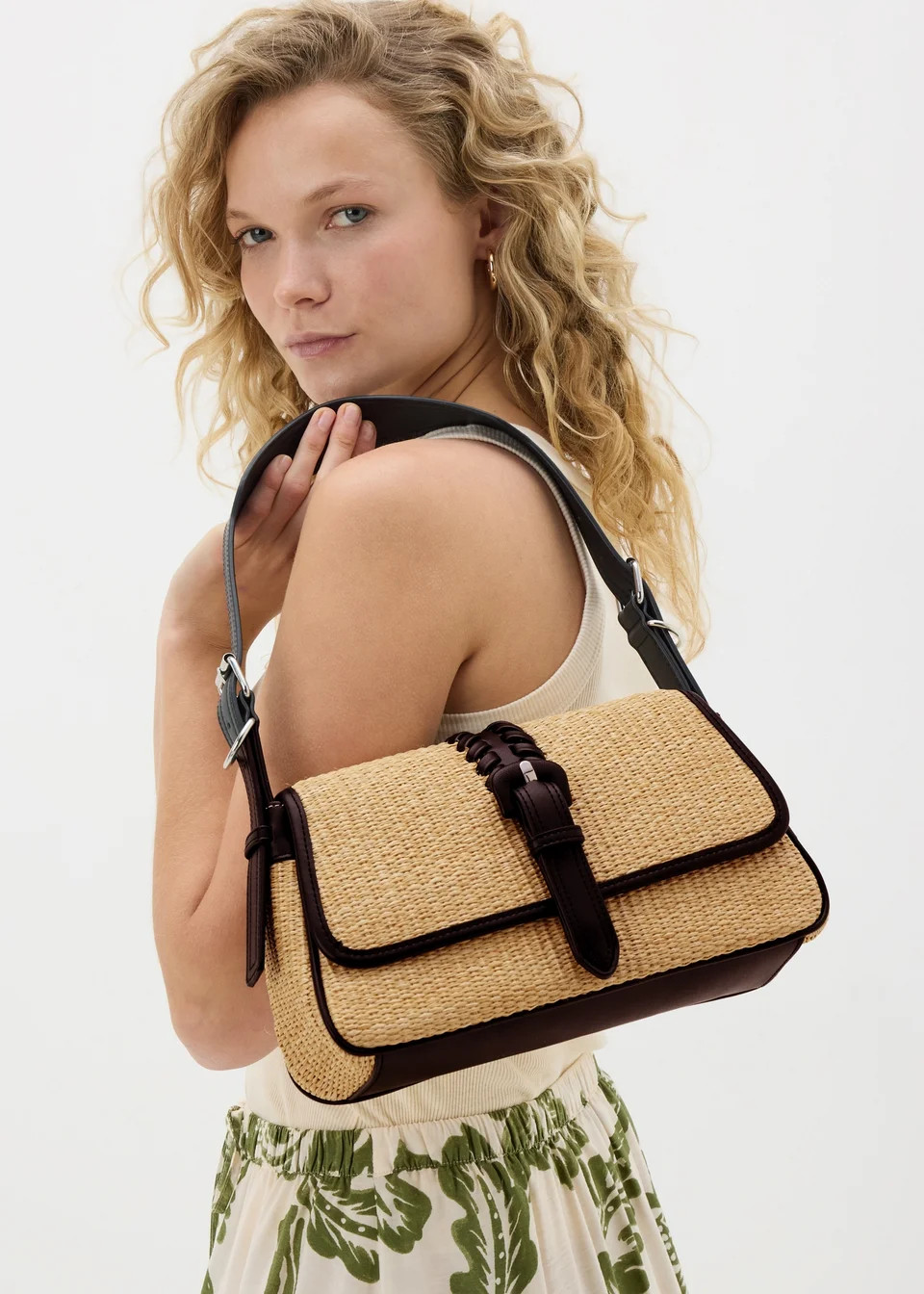 Black Raffia Shoulder Bag | Matalan (UK)