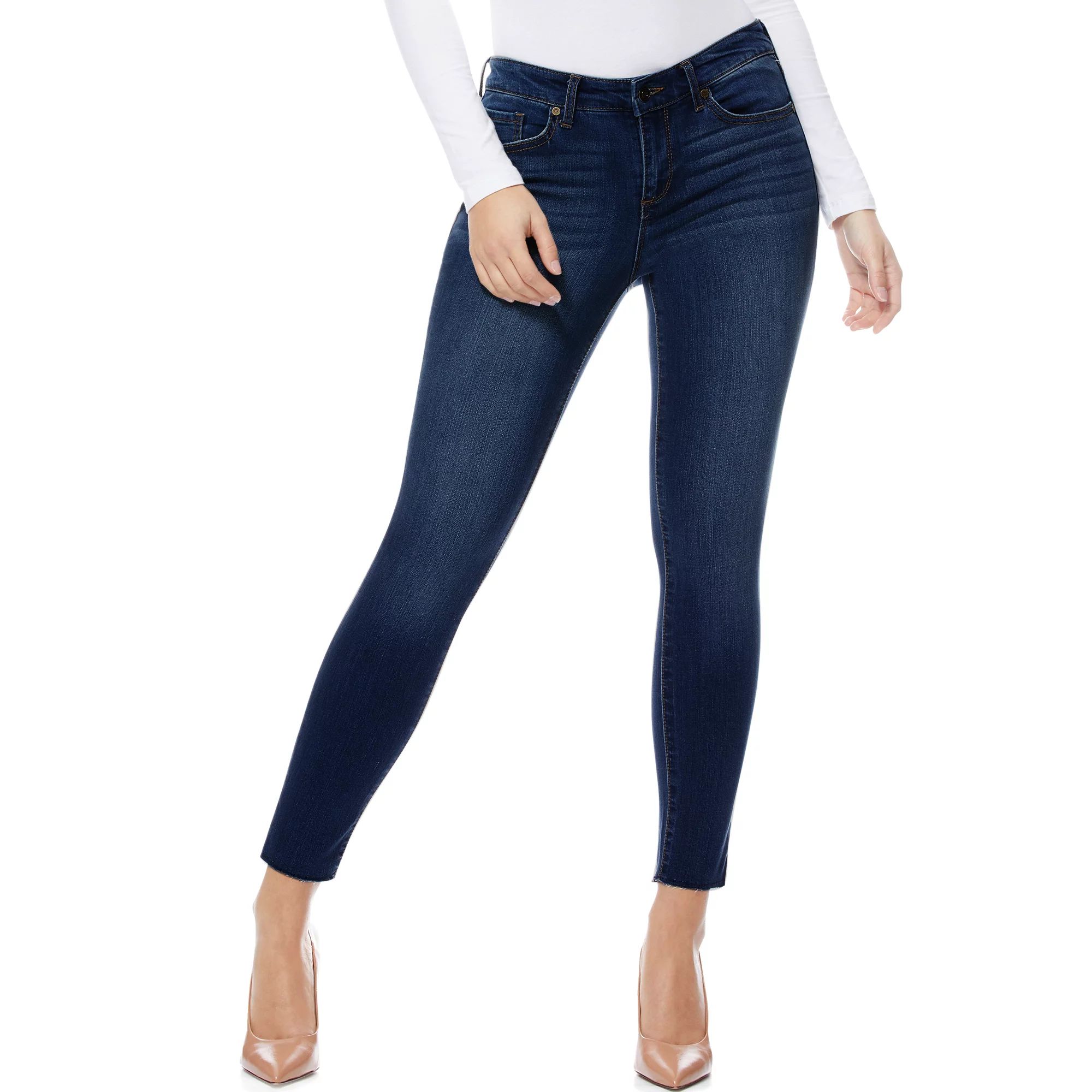 Sofia Jeans by Sofia Vergara Women's Skinny Mid Rise Stretch Ankle Jeans, Short Inseam | Walmart (US)
