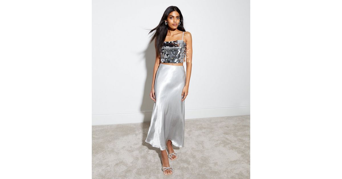 Silver Satin Midaxi Skirt
						
						Add to Saved Items
						Remove from Saved Items | New Look (UK)