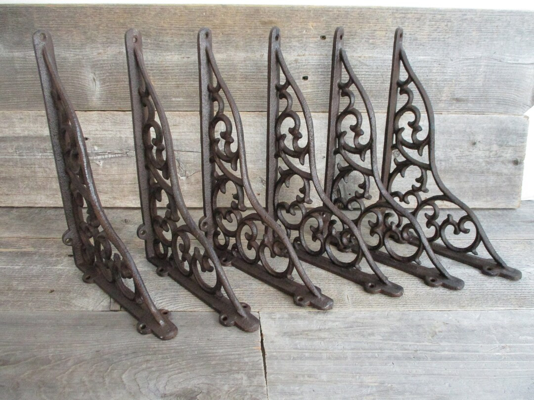 6 LARGE Cast Iron Shelf Brackets Corbels Rustic Vine - Etsy | Etsy (US)
