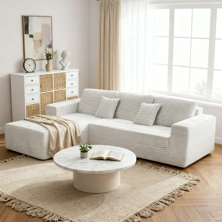 110" Home Sectional Sofa with Lounge, 2 in 1 Oversized L-Shape Modular Convertible Sleeper Cloud ... | Walmart (US)