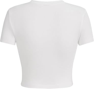 Verdusa Women's Summer Graphic Tees Short Sleeve Crop Tops Crew Neck T Shirt White Medium | Amazon (US)