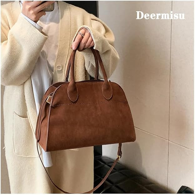 Womens Suede Tote Bag, Faux Leather Tote Bag for Women Vintage Top Handle Bag Fashion Retro Shoul... | Amazon (US)