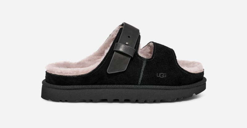 UGG® Women's Greenport Strap Slide Sheepskin Slippers in Black, Size 11 | UGG (US)