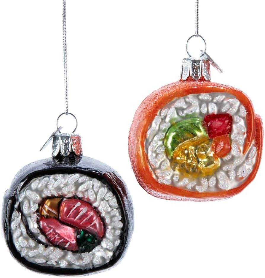 Kurt Adler Noble Gems Glass Sushi Ornament 2Pc Set | Amazon (US)
