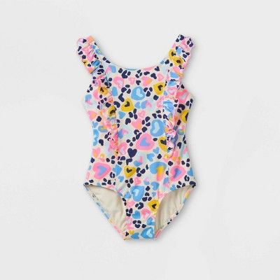 Girls' Leopard Print Ruffled One Piece Swimsuit - Cat & Jack™ | Target