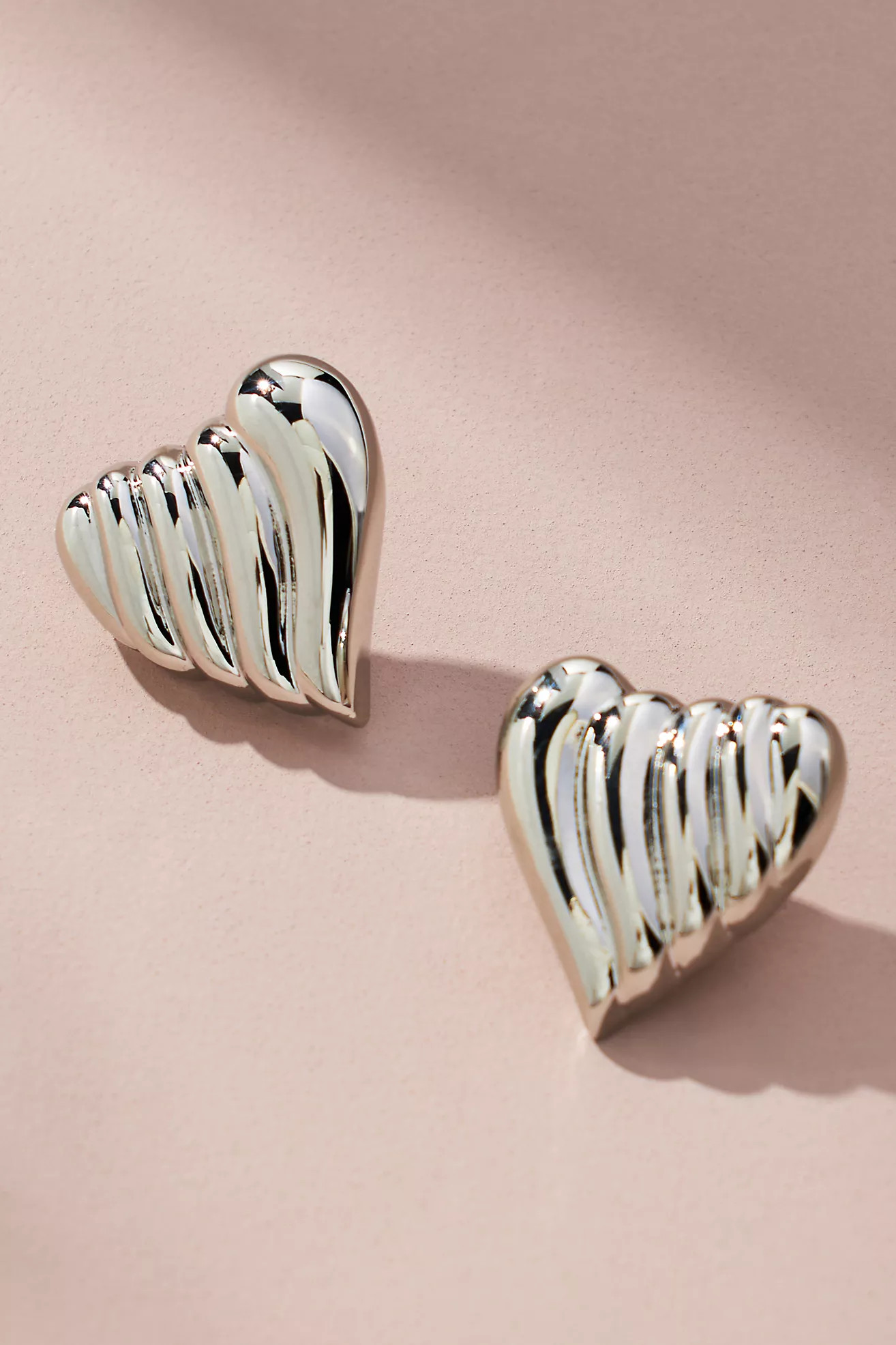 Ribbed Heart Post Earrings | Anthropologie (US)