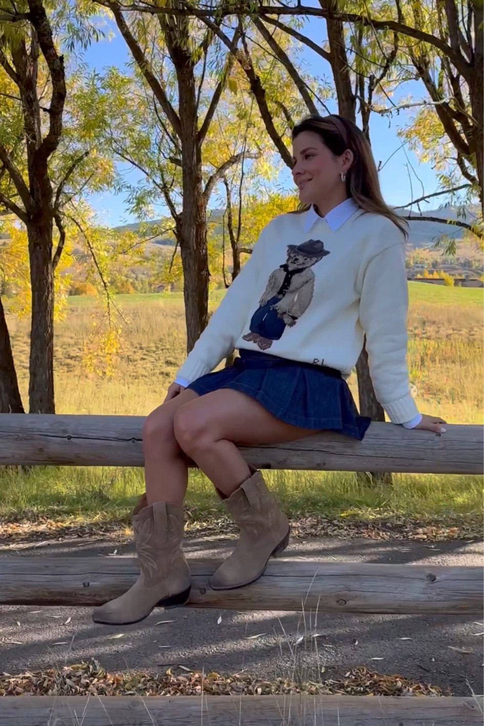 Finally got to wear my Ralph lauren teddy bear sweater - such a classic. Can wear year round in my opinion - weather it’s on, over your shoulders or around your wait. Runs true to size. Perfect fall outfit - especially in Aspen weather 

#LTKSeasonal #LTKTravel #LTKStyleTip