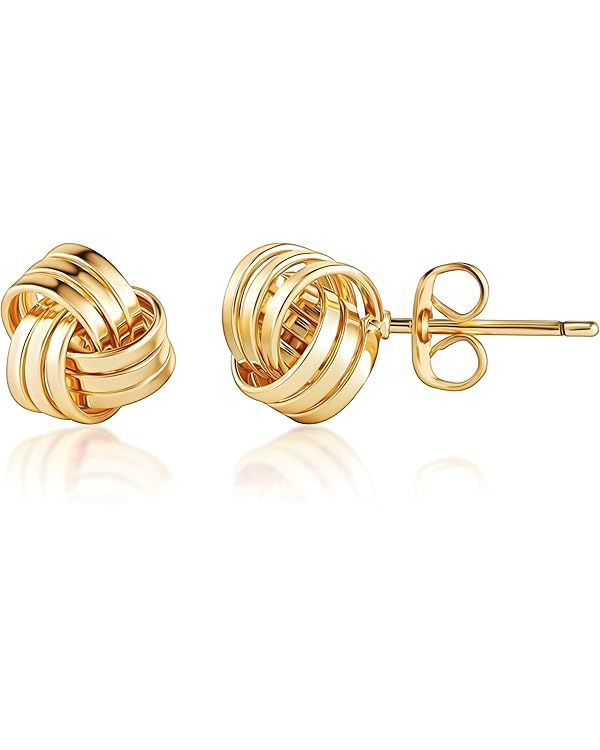 Barzel 18K Gold Plated Woven Love Knot Stud Earrings - Made In Brazil | Amazon (US)