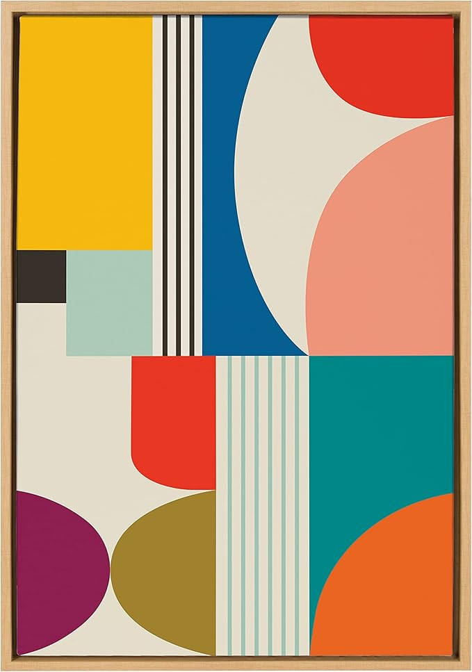 Kate and Laurel Sylvie Mid Century Modern Pattern Framed Canvas Wall Art by Rachel Lee of My Drea... | Amazon (US)