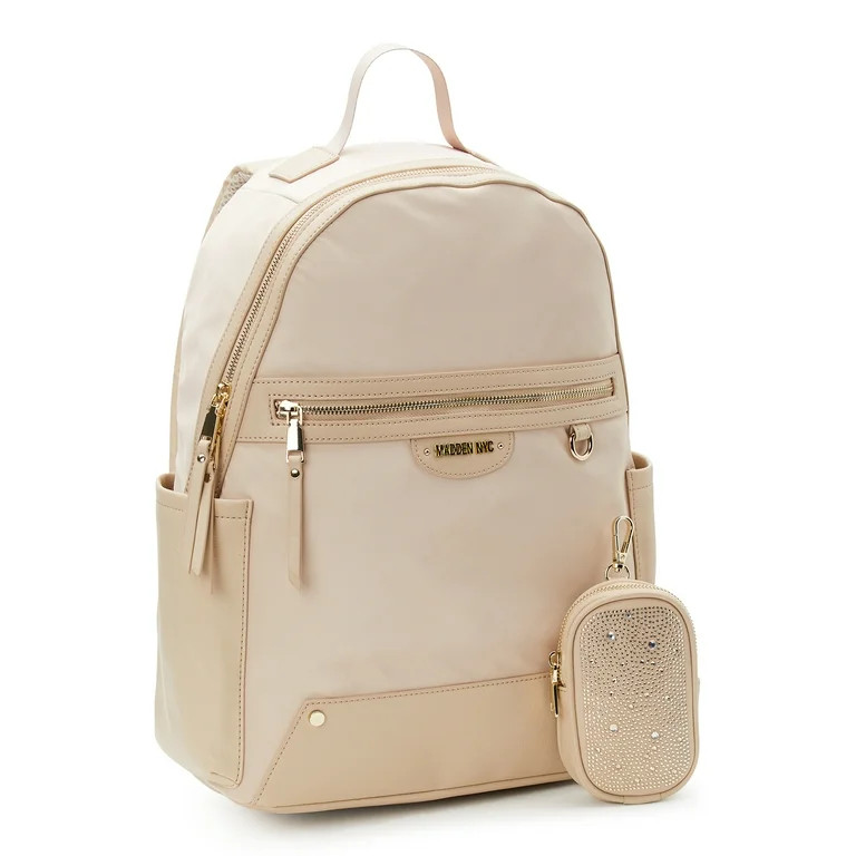 Madden NYC Juniors Dome 17” Laptop Backpack with Pouch, Khaki | Walmart (US)