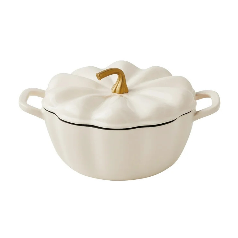 The Pioneer Woman 2-Quart Enamel-on-Cast Iron Pumpkin Dutch Oven, Linen | Walmart (US)