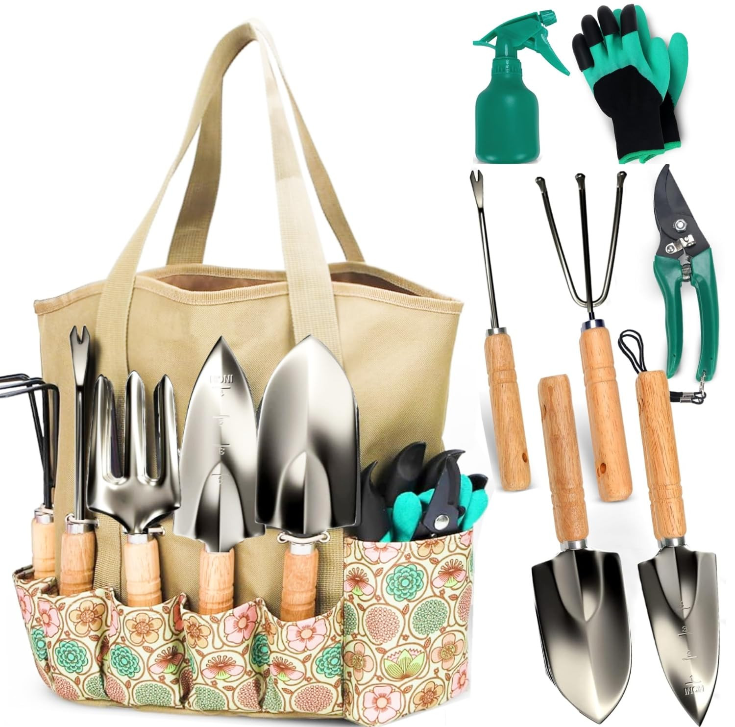 Garden Tool Set, Stainless Steel Heavy Duty Gardening Tool Set, with Non-Slip Grip, Storage Tote ... | Amazon (US)
