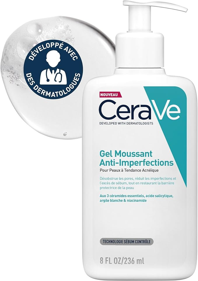 CeraVe Gel Moussant Anti-Imperfections | 236 ML | Gel Nettoyant Visage Purifiant à l’Acide Sal... | Amazon (FR)
