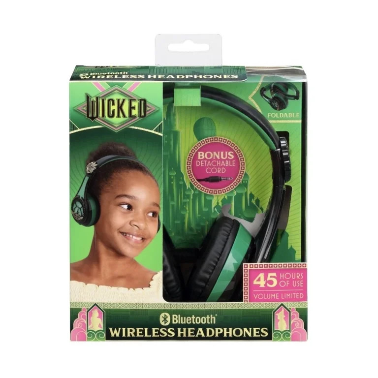 eKids Wicked Elphaba Bluetooth Headphones for Kids, Wireless Headphones with Microphone | Walmart (US)