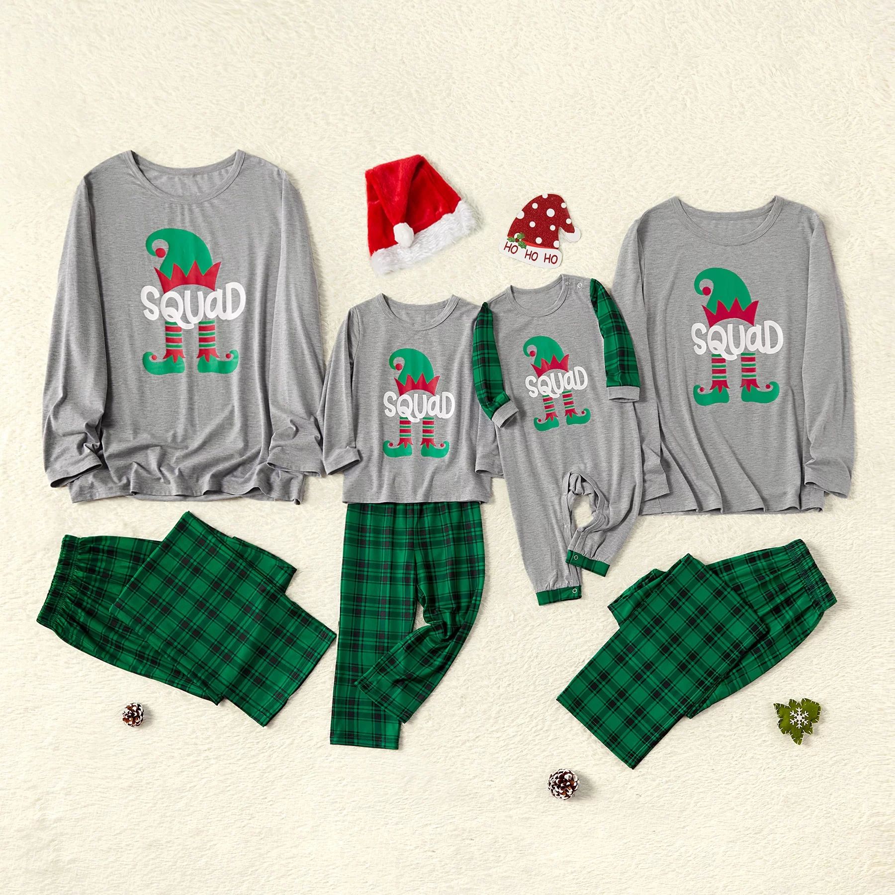 PatPat Christmas Family Matching Squad Top and Plaid Pants Pajamas Sets,Flame Resistant,2-Piece,S... | Walmart (US)