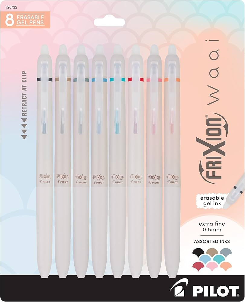 PILOT FriXion Waai Retractable & Refillable Erasable Gel Pens, Extra Fine Point 0.5 mm, Assorted ... | Amazon (US)
